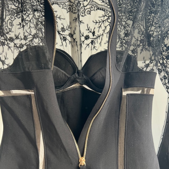 La Perla Black Label Ultra Rare Desire Neoprene Lace Zipper Bodysuit (Black) - Picture 7 of 10